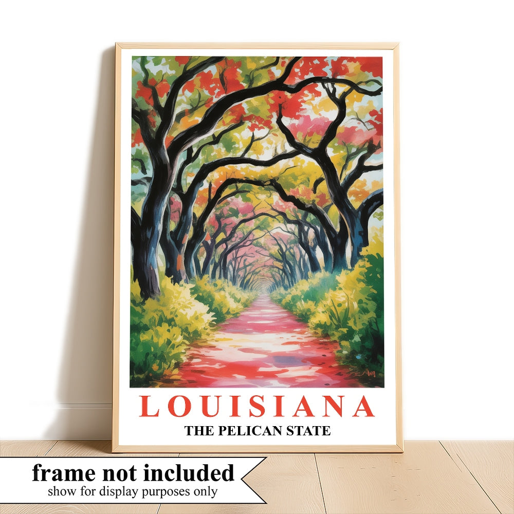 Louisiana Art Print Travel Poster Nature Scenic Tranquil Pelican State Travel Souvenir Wall Art Landscape Painting Ideal Home Living Room Office Bedroom Decor Unframed | teecentury