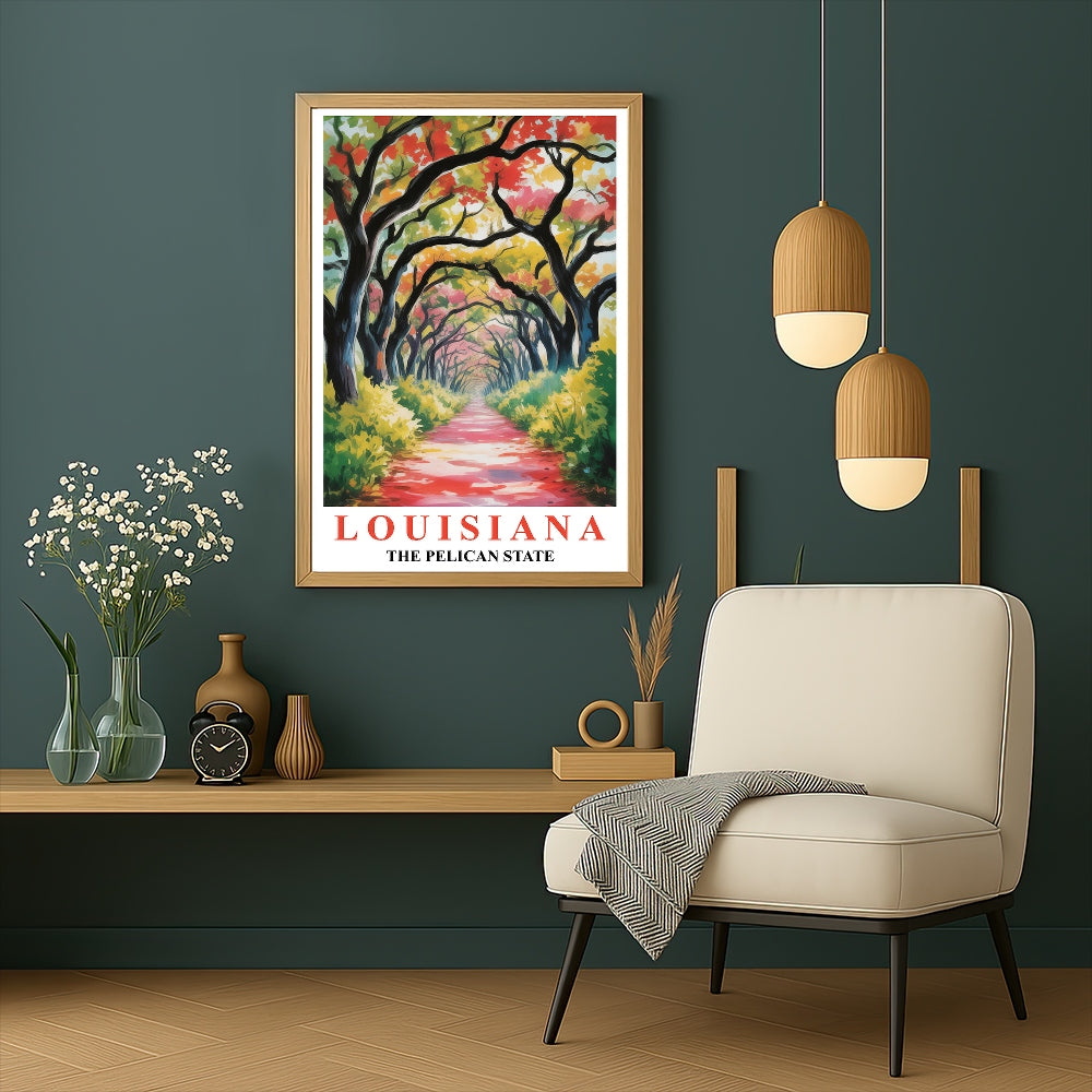 Louisiana Art Print Travel Poster Nature Scenic Tranquil Pelican State Travel Souvenir Wall Art Landscape Painting Ideal Home Living Room Office Bedroom Decor Unframed | teecentury