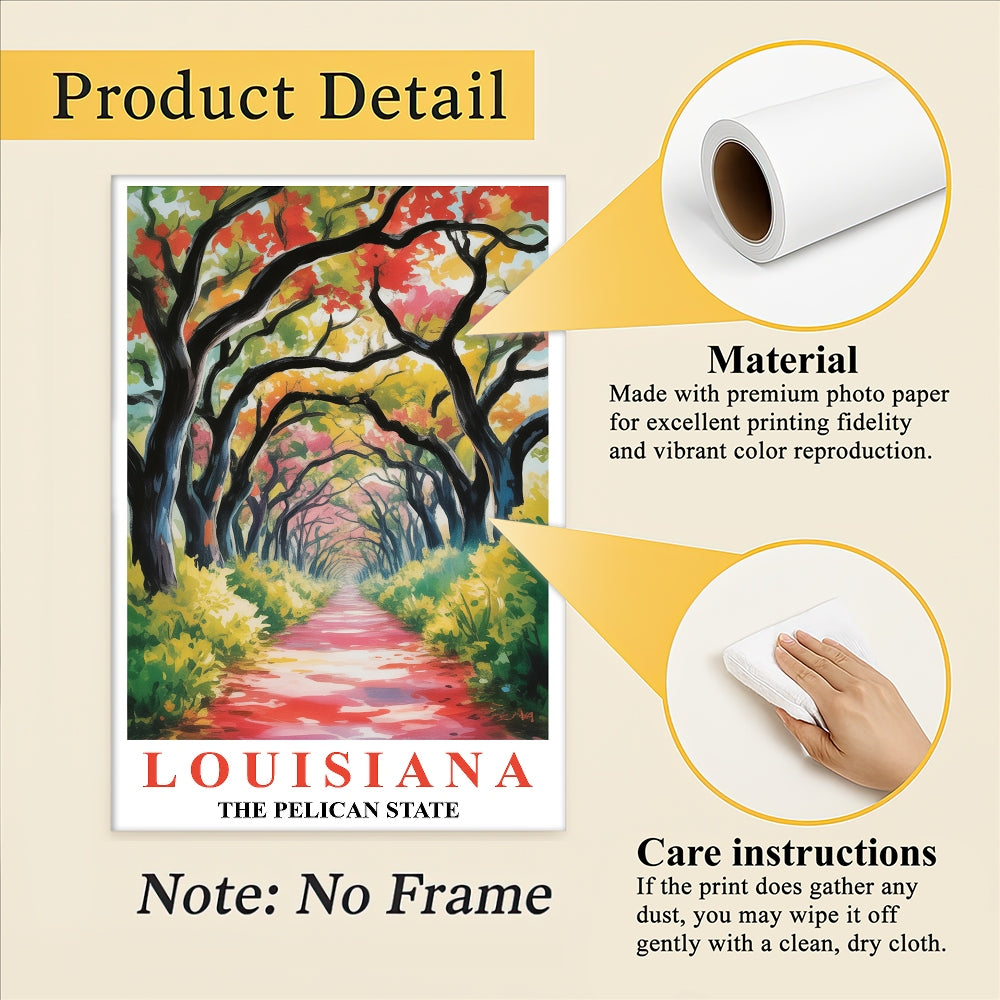 Louisiana Art Print Travel Poster Nature Scenic Tranquil Pelican State Travel Souvenir Wall Art Landscape Painting Ideal Home Living Room Office Bedroom Decor Unframed | teecentury