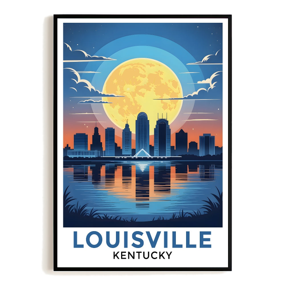 Louisville Kentucky Vintage Travel Poster City Moon Souvenir Wall Art Landscape Prints Paintings Picture For Home Room Living Room Office Bedroom Decor Unframed | teecentury