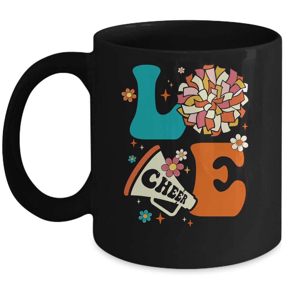 Love Cheer Groovy Cheerleader Cheerleading Women Girls Mug | teecentury
