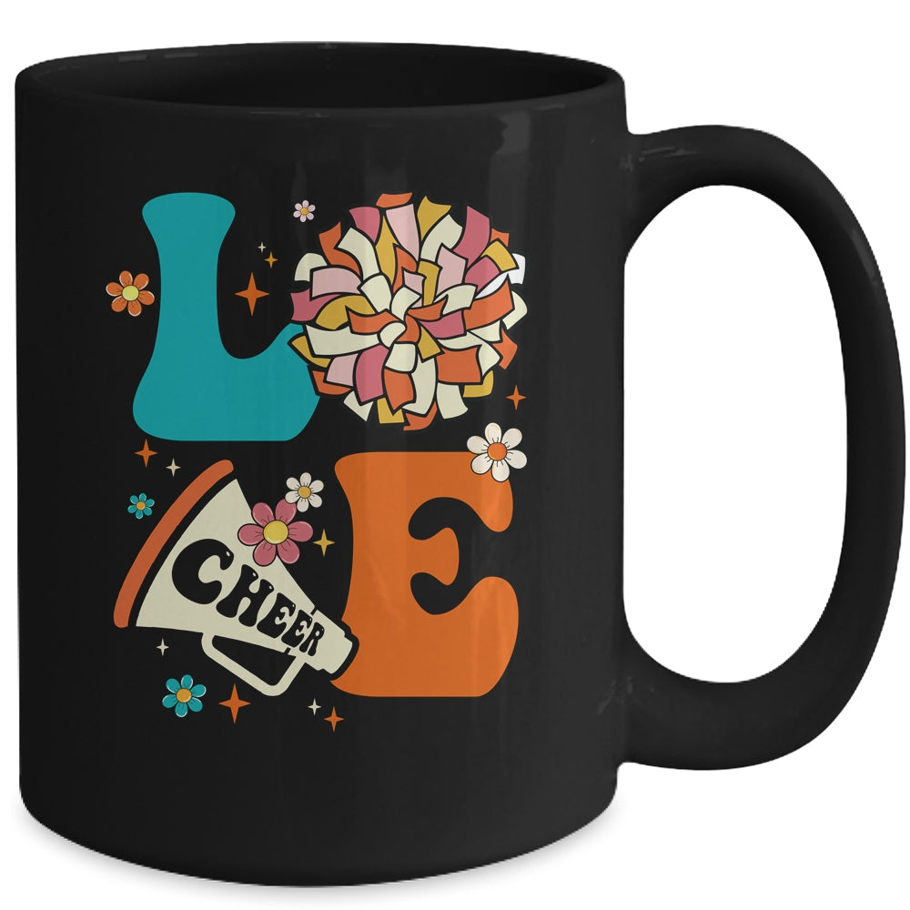 Love Cheer Groovy Cheerleader Cheerleading Women Girls Mug | teecentury