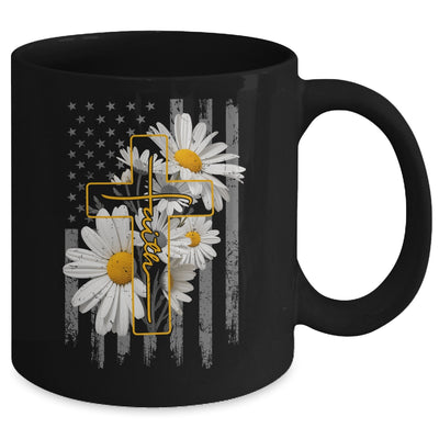 Love Faith Daisy Flowers Cross Flag Christian For Women Mug | teecentury