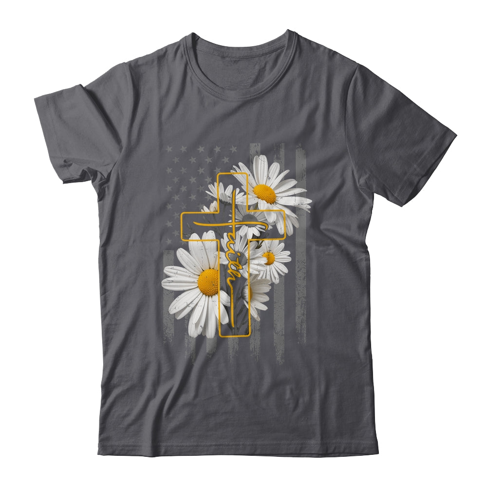Love Faith Daisy Flowers Cross Flag Christian For Women Shirt & Hoodie | teecentury
