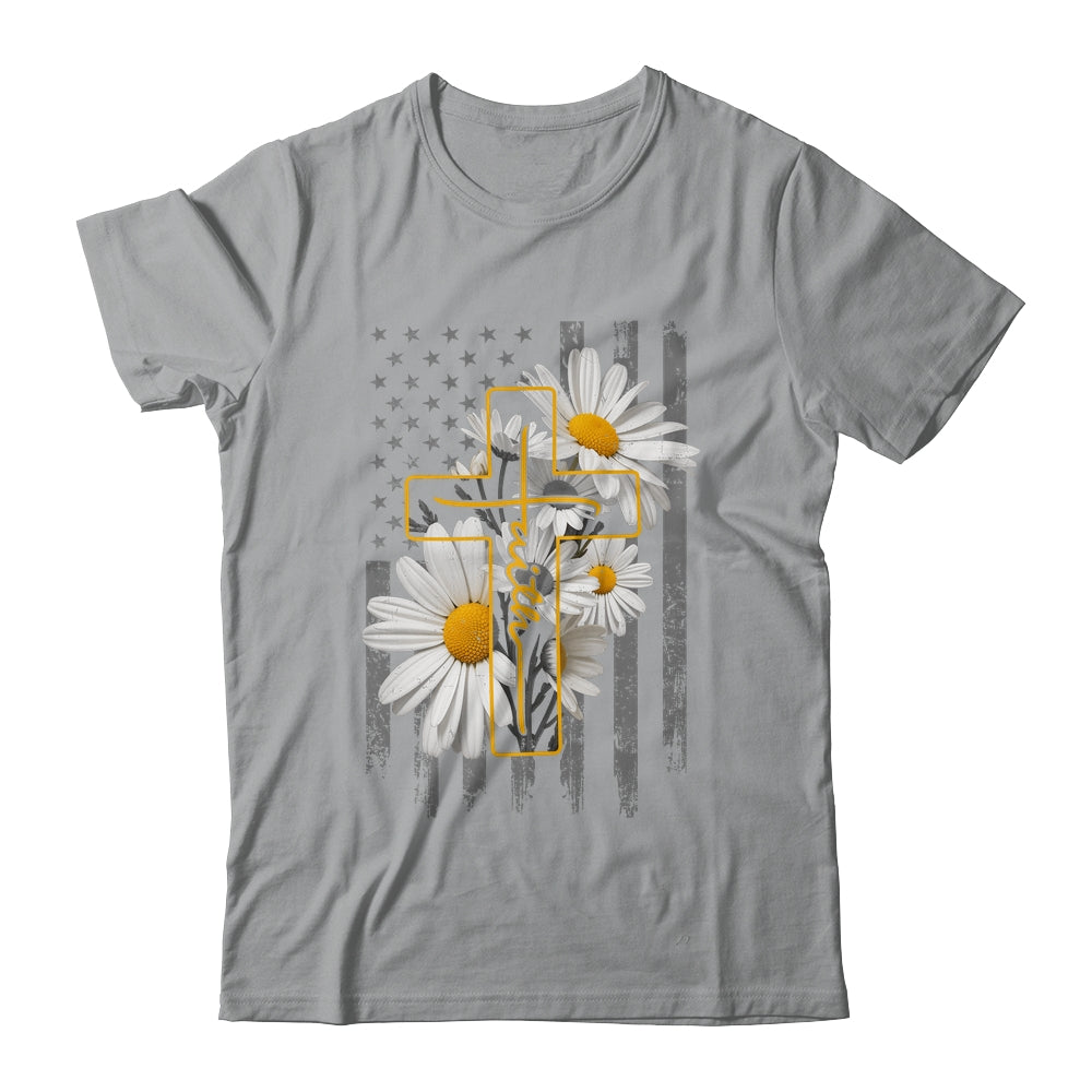 Love Faith Daisy Flowers Cross Flag Christian For Women Shirt & Hoodie | teecentury
