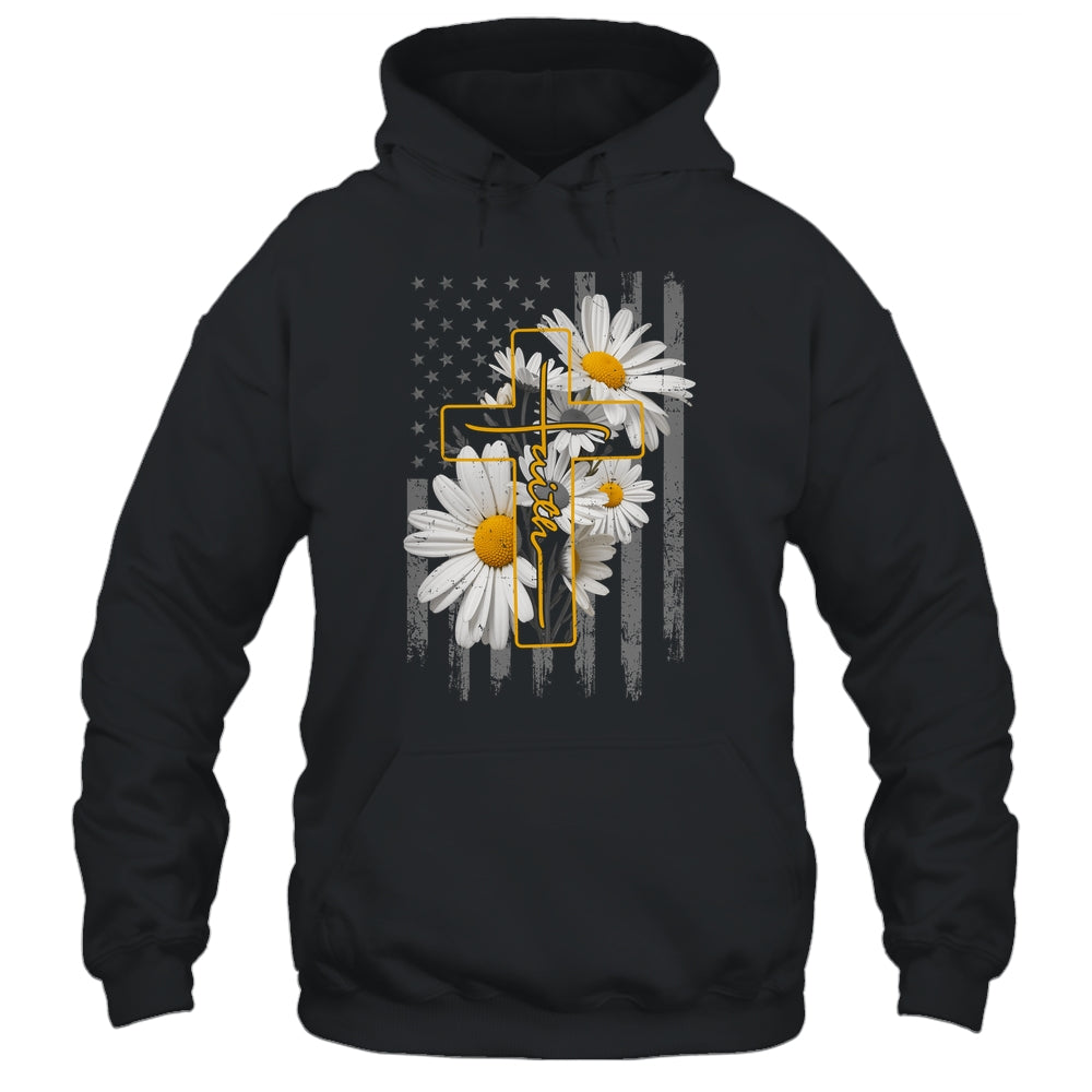 Love Faith Daisy Flowers Cross Flag Christian For Women Shirt & Hoodie | teecentury