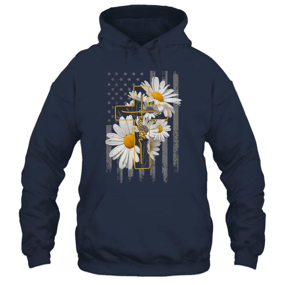 Love Faith Daisy Flowers Cross Flag Christian For Women Shirt & Hoodie | teecentury
