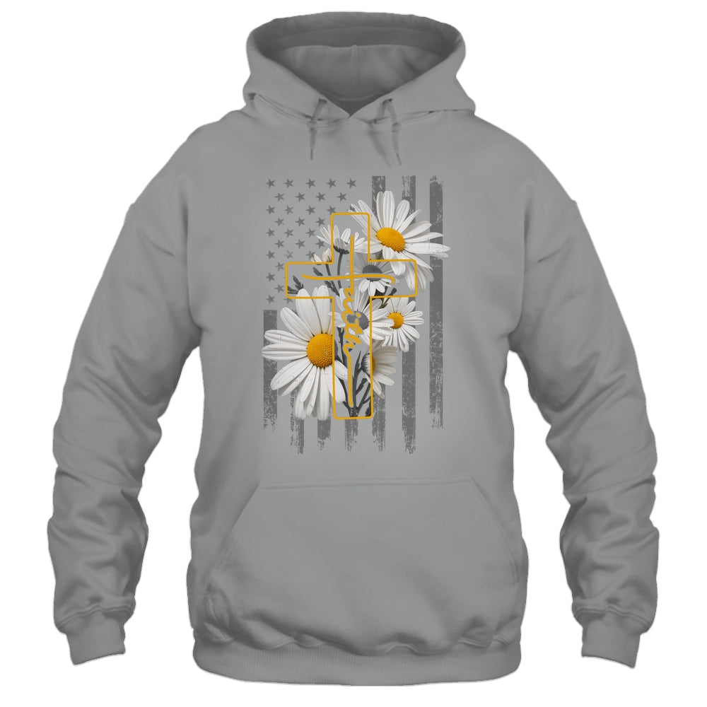 Love Faith Daisy Flowers Cross Flag Christian For Women Shirt & Hoodie | teecentury