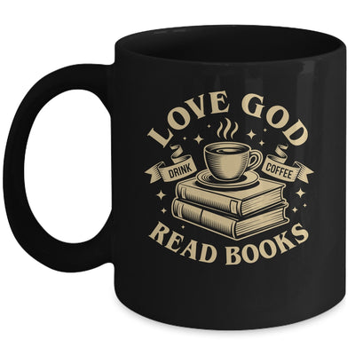 Love God Drink Coffee Read Books Lovers Vintage Christian Mug | teecentury