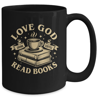 Love God Drink Coffee Read Books Lovers Vintage Christian Mug | teecentury