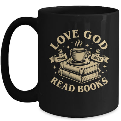 Love God Drink Coffee Read Books Lovers Vintage Christian Mug | teecentury