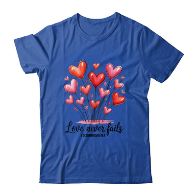 Love Never Fails Valentines Christian Religious Bible Verse Shirt & Tank Top | teecentury