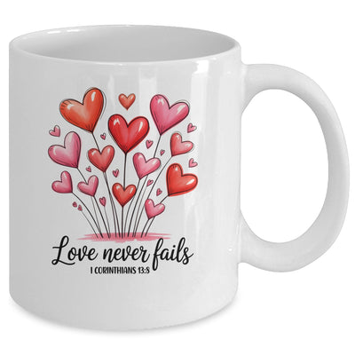 Love Never Fails Valentines Christian Religious Bible Verse Mug | teecentury