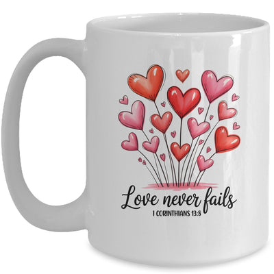Love Never Fails Valentines Christian Religious Bible Verse Mug | teecentury