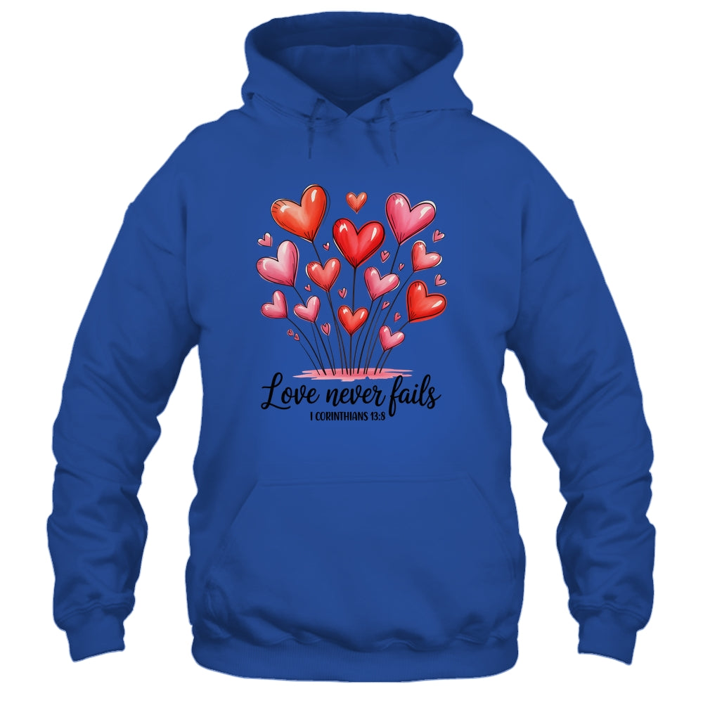 Love Never Fails Valentines Christian Religious Bible Verse Shirt & Tank Top | teecentury