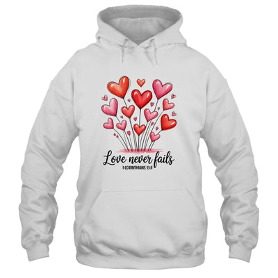 Love Never Fails Valentines Christian Religious Bible Verse Shirt & Tank Top | teecentury