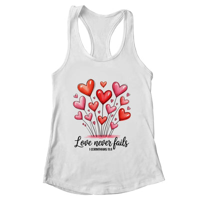 Love Never Fails Valentines Christian Religious Bible Verse Shirt & Tank Top | teecentury