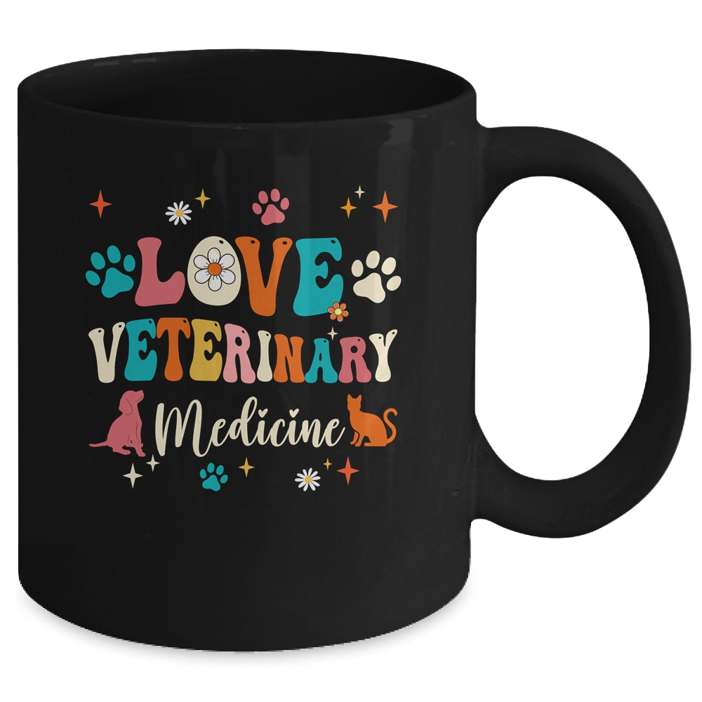 Love Veterinary Medicine Vet Tech For Women Girls Groovy Mug | teecentury
