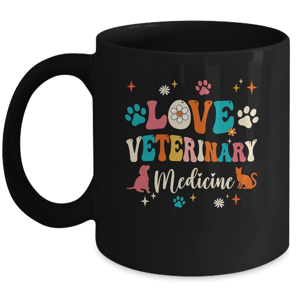 Love Veterinary Medicine Vet Tech For Women Girls Groovy Mug | teecentury