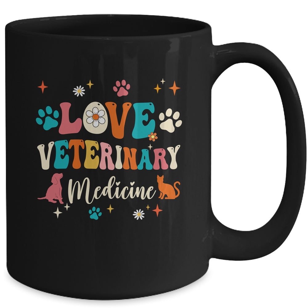 Love Veterinary Medicine Vet Tech For Women Girls Groovy Mug | teecentury