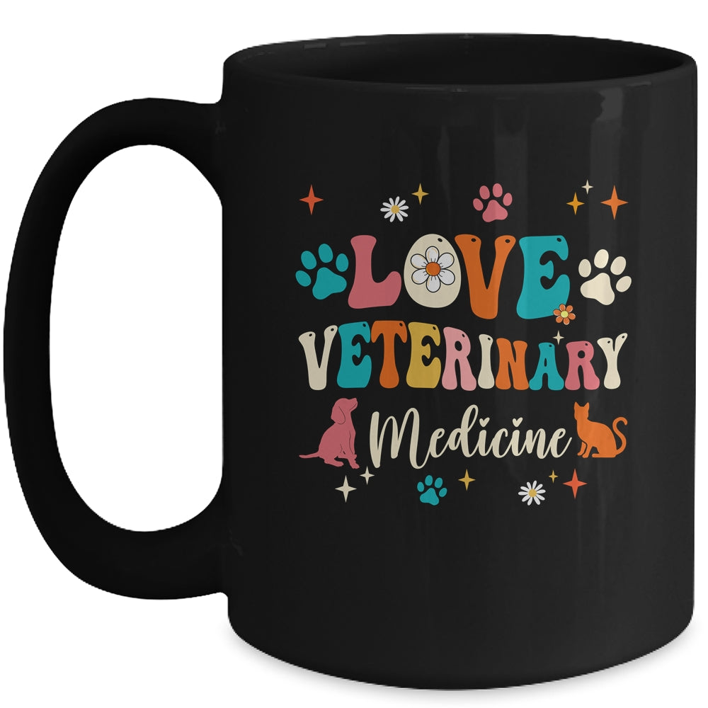 Love Veterinary Medicine Vet Tech For Women Girls Groovy Mug | teecentury