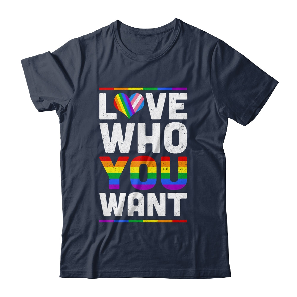 Love Who You Want Gay Pride LGBT Women Men Rainbow LGBTQ Shirt & Tank Top | teecentury