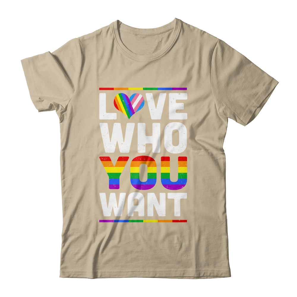Love Who You Want Gay Pride LGBT Women Men Rainbow LGBTQ Shirt & Tank Top | teecentury