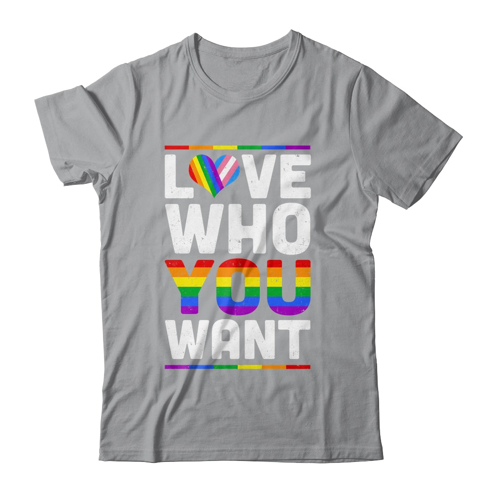 Love Who You Want Gay Pride LGBT Women Men Rainbow LGBTQ Shirt & Tank Top | teecentury