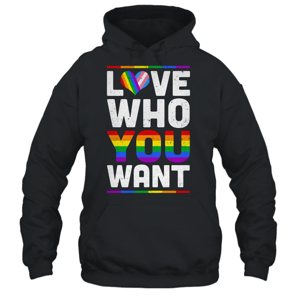 Love Who You Want Gay Pride LGBT Women Men Rainbow LGBTQ Shirt & Tank Top | teecentury