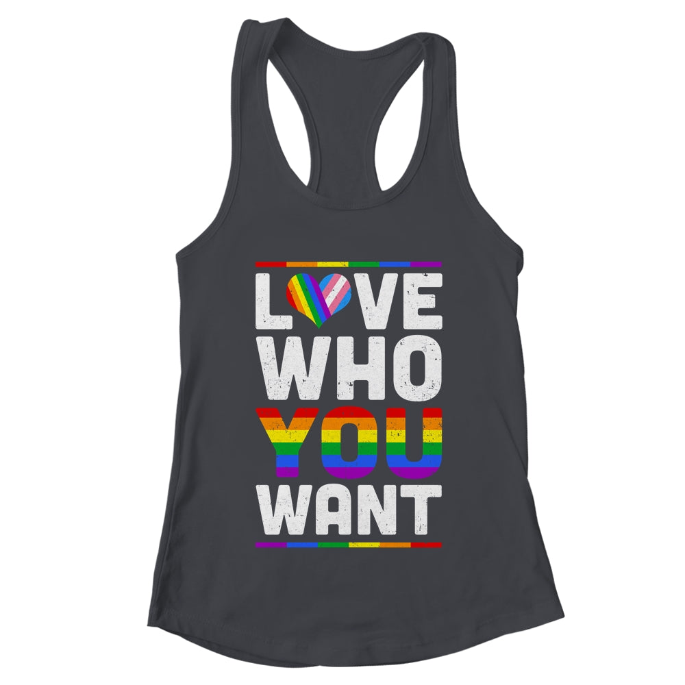 Love Who You Want Gay Pride LGBT Women Men Rainbow LGBTQ Shirt & Tank Top | teecentury