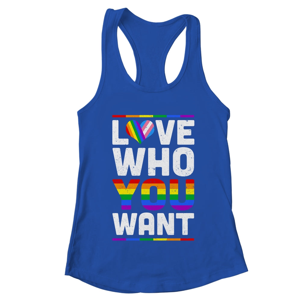 Love Who You Want Gay Pride LGBT Women Men Rainbow LGBTQ Shirt & Tank Top | teecentury