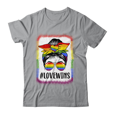 Love Wins Messy Bun Rainbow LGBT Gay Lesbian Trans Pride Shirt & Tank Top | teecentury