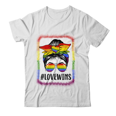 Love Wins Messy Bun Rainbow LGBT Gay Lesbian Trans Pride Shirt & Tank Top | teecentury