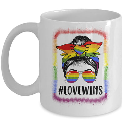 Love Wins Messy Bun Rainbow LGBT Gay Lesbian Trans Pride Mug | teecentury