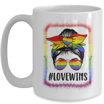 Love Wins Messy Bun Rainbow LGBT Gay Lesbian Trans Pride Mug | teecentury