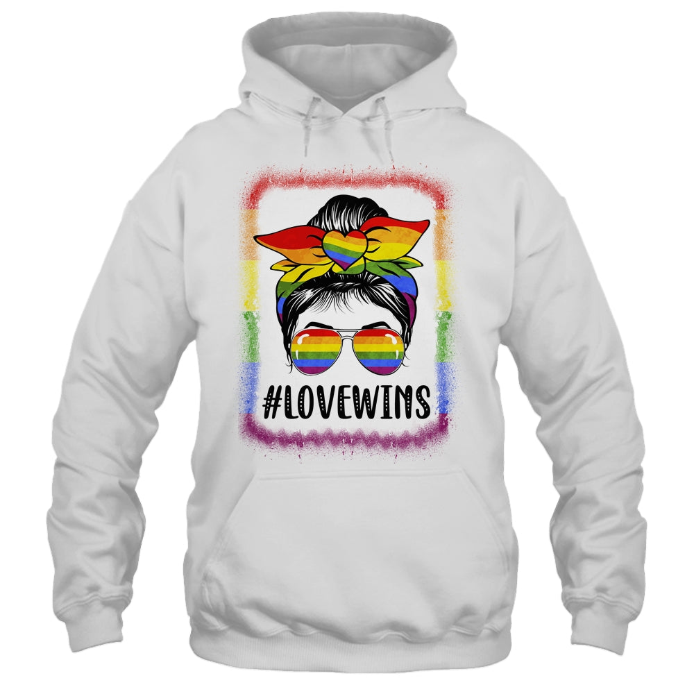 Love Wins Messy Bun Rainbow LGBT Gay Lesbian Trans Pride Shirt & Tank Top | teecentury