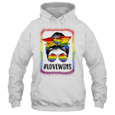 Love Wins Messy Bun Rainbow LGBT Gay Lesbian Trans Pride Shirt & Tank Top | teecentury