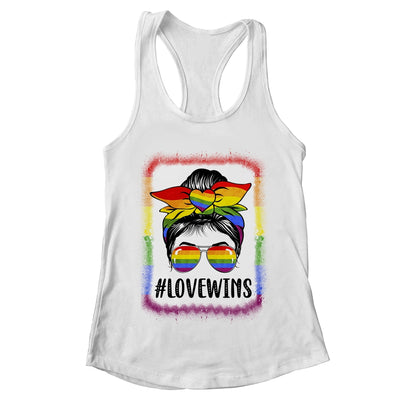 Love Wins Messy Bun Rainbow LGBT Gay Lesbian Trans Pride Shirt & Tank Top | teecentury