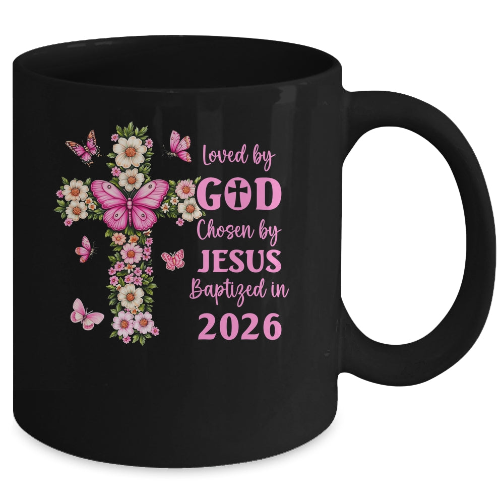 Loved By God Chosen By Jesus Baptized 2026 Christian Floral Mug | teecentury