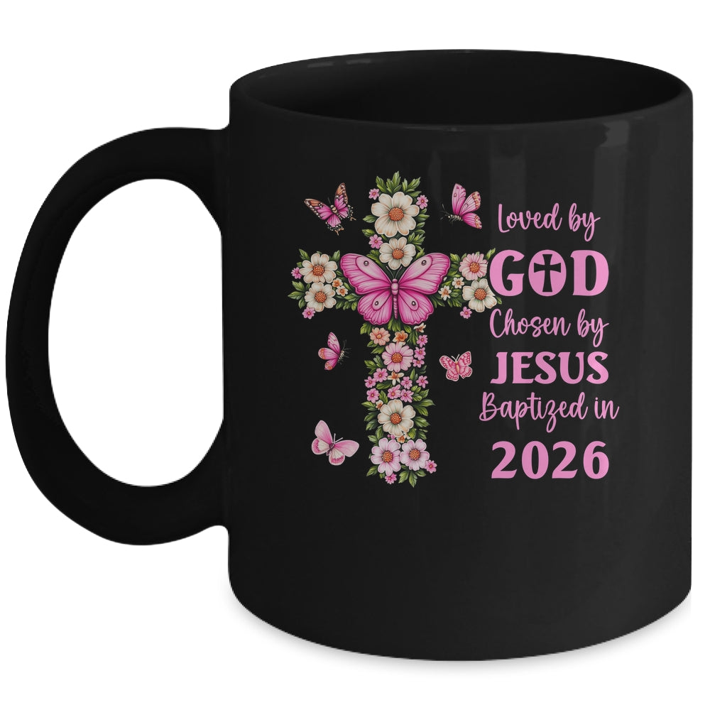 Loved By God Chosen By Jesus Baptized 2026 Christian Floral Mug | teecentury