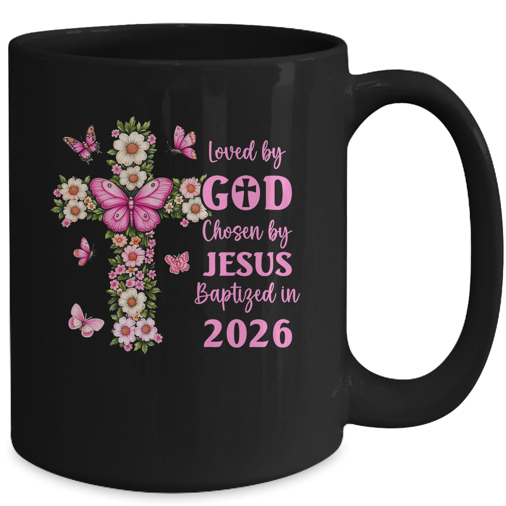 Loved By God Chosen By Jesus Baptized 2026 Christian Floral Mug | teecentury