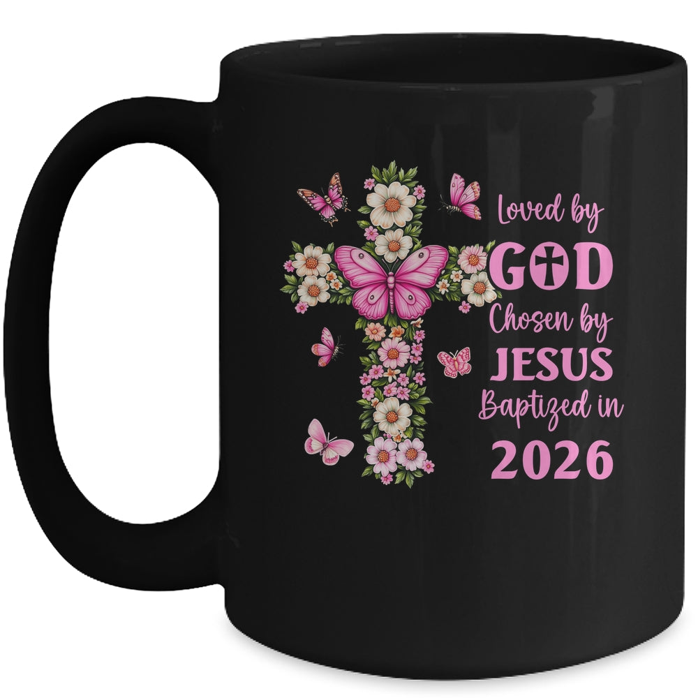 Loved By God Chosen By Jesus Baptized 2026 Christian Floral Mug | teecentury