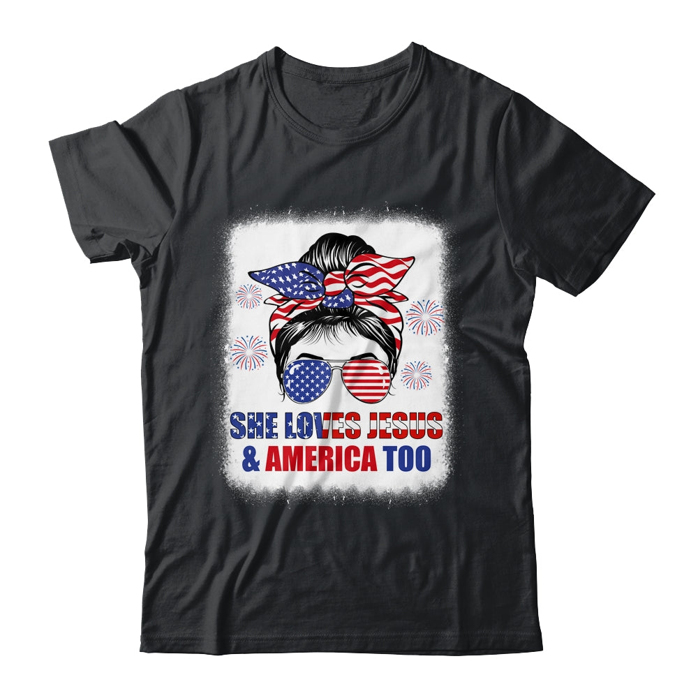 Loves Jesus And America Women 4th Of July Christian Lover Shirt & Tank Top | teecentury