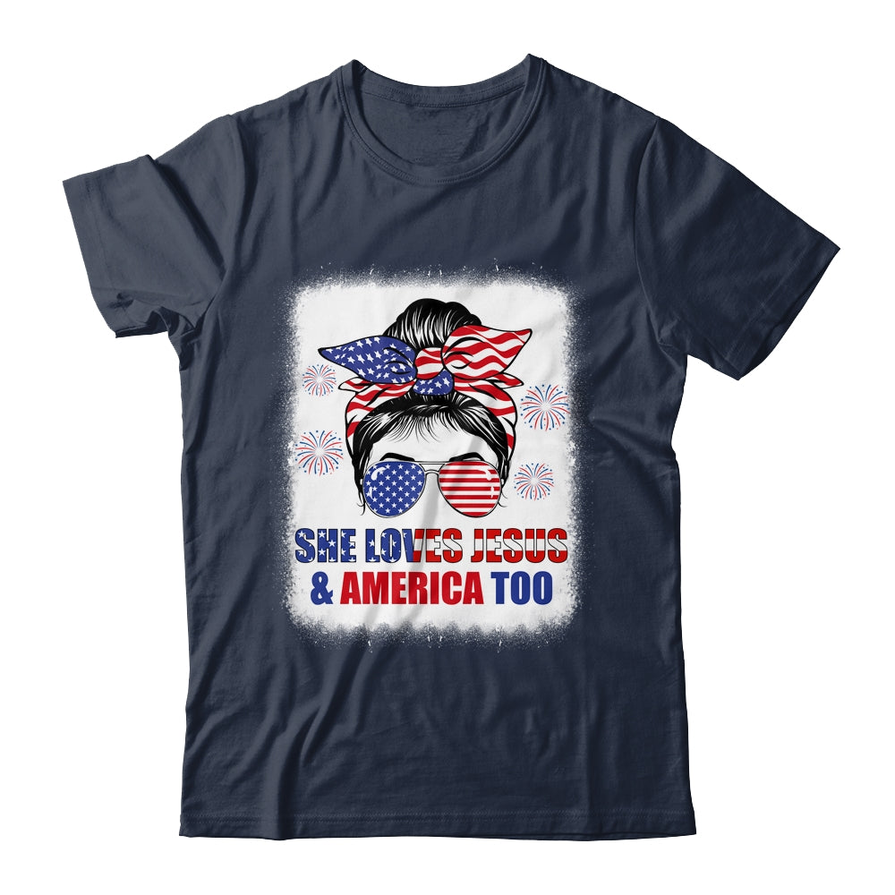 Loves Jesus And America Women 4th Of July Christian Lover Shirt & Tank Top | teecentury