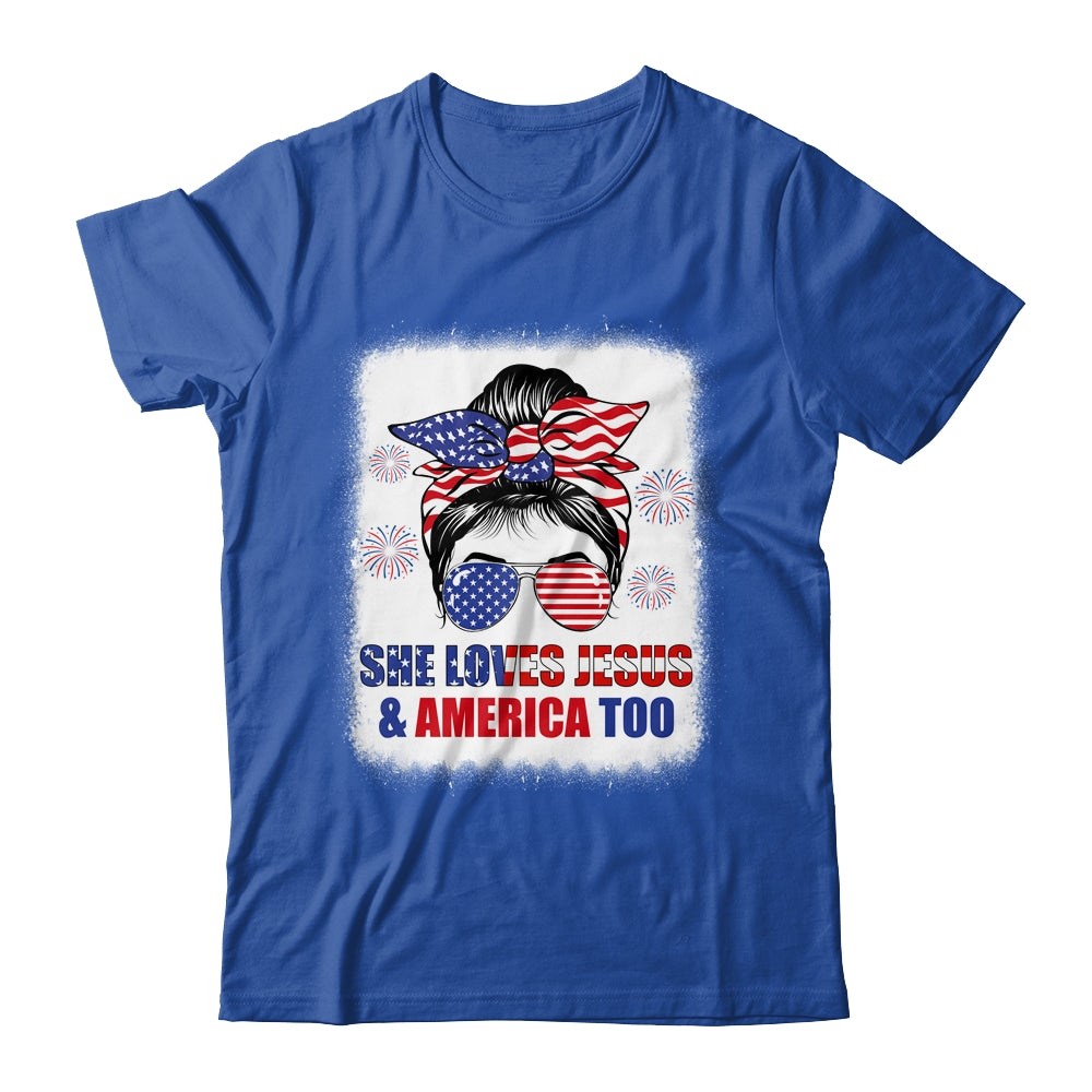 Loves Jesus And America Women 4th Of July Christian Lover Shirt & Tank Top | teecentury