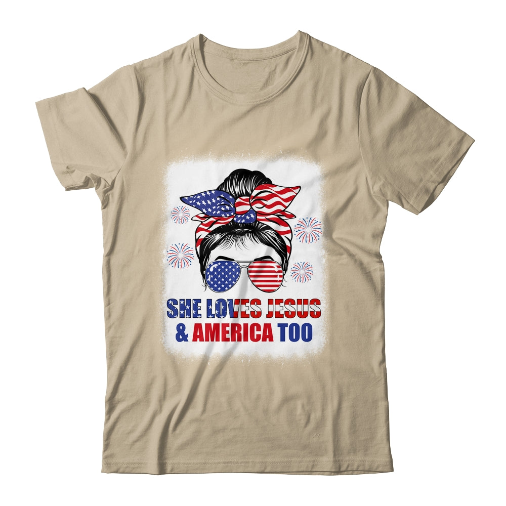 Loves Jesus And America Women 4th Of July Christian Lover Shirt & Tank Top | teecentury