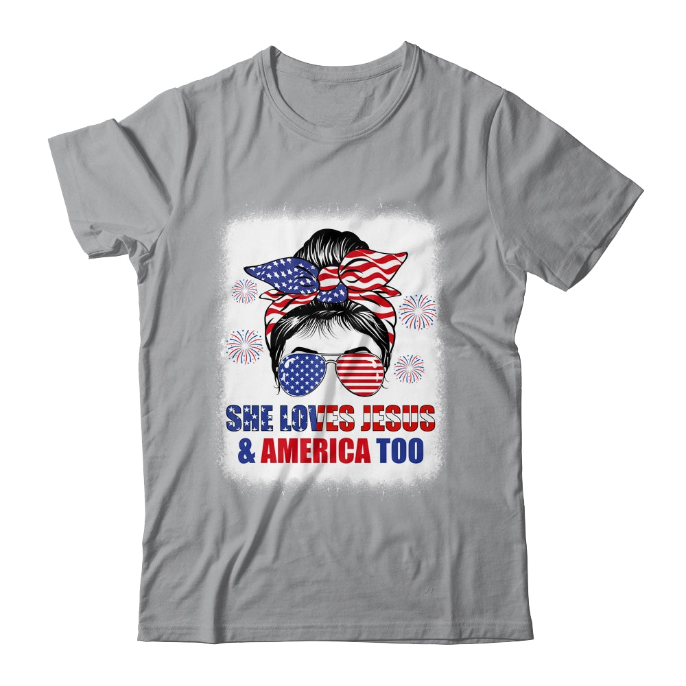 Loves Jesus And America Women 4th Of July Christian Lover Shirt & Tank Top | teecentury