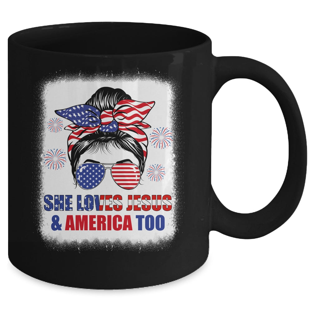 Loves Jesus And America Women 4th Of July Christian Lover Mug | teecentury