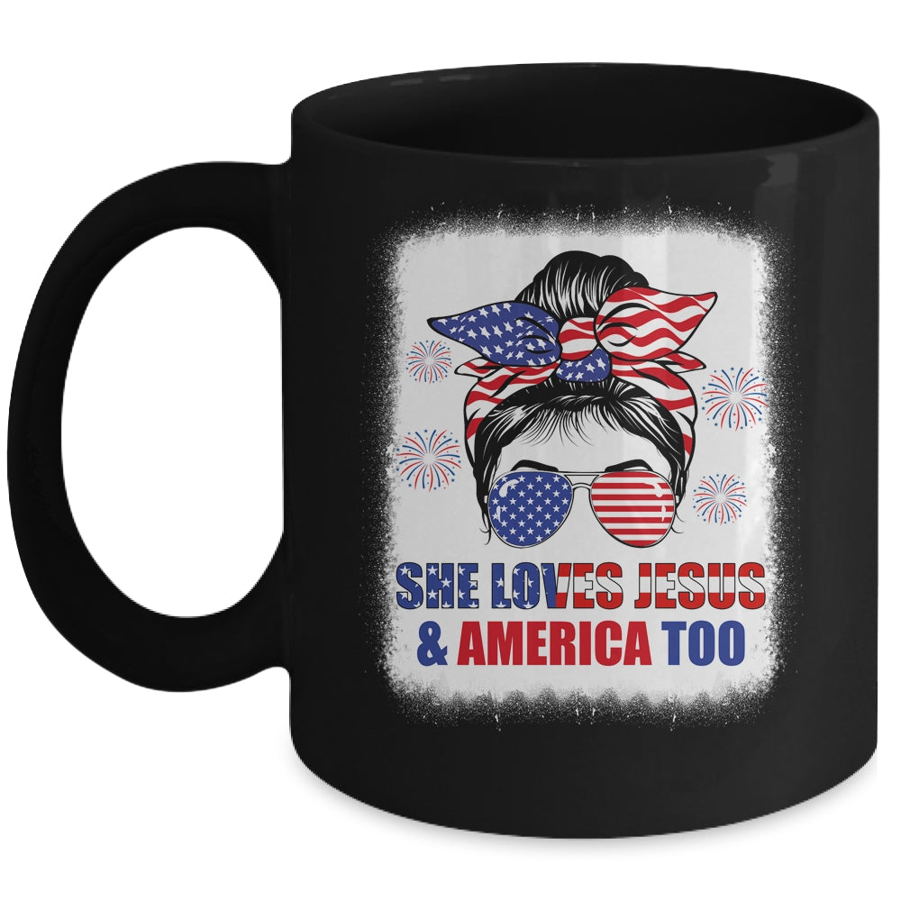 Loves Jesus And America Women 4th Of July Christian Lover Mug | teecentury