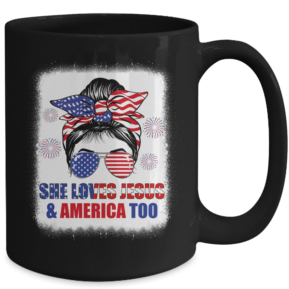 Loves Jesus And America Women 4th Of July Christian Lover Mug | teecentury